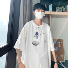 潮牌ilks男生个性yl火cec短袖T恤男宽松港风百搭五分袖上衣半
