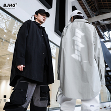 【特价loBJHG自yf20秋季机能中长式衬衣男潮牌高街情侣外套