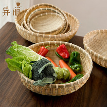 手工竹lu制品农家圆an馒头筐家用竹子箩筐竹篮子竹篓筲箕