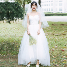 【白(小)lu】旅拍轻婚an2020新式秋新娘主婚纱吊带齐地简约森系