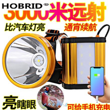 头灯 lu戴式 超亮ng戴式手电筒疝气锂电黄光矿灯多功能