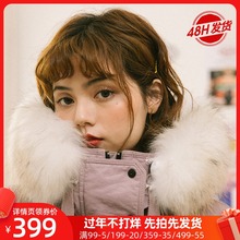 午睡学lv风中长式工un领连帽派克服学生秋冬宽松外套女