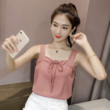 chilx吊带背心女kc新雪纺打底衫女内搭外穿无袖t恤短式上衣服