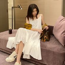 大元春lz吊带连衣裙py不规则网红外穿内搭打底(小)白裙长裙子