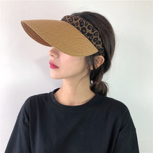 帽子女m5天空顶帽百kj帽韩款时尚潮遮阳帽大檐草帽沙滩豹纹
