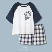 情侣睡ma女夏季纯棉ao爱休闲大码家居服套装可外穿睡衣男士