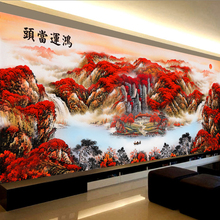 蒙娜丽mb印花十字绣ob0新式线绣鸿运当头客厅大幅山水画流水生财