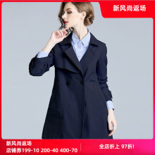 香衣丽mc2021春et女装藏青色修身显瘦(小)个子短式外套风衣女