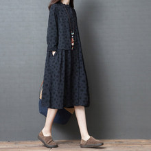 202mg春季新式韩hs女装宽松显瘦长袖连衣裙纯棉中长式衬衫裙女