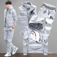 男士冬mi外套加绒加rz2020新式潮流冬天衣服男套装冬装三件套