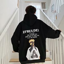 秋冬季mi牌日系火影ox的印花卫衣男生连帽ins外套情侣装潮流