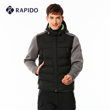 RAPmkDO 雳霹bc季男士拼接连帽背面抓绒运动休闲羽绒服外套