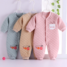 新生儿mk冬纯棉哈衣bc棉保暖爬服0-1加厚连体衣服