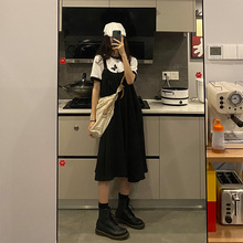 Sevmkn4leebc 日系吊带女(小)心机显瘦黑色背带裙