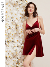 NoimlTeaseho士丝绒春秋薄式聚拢睡衣打底家居服女秋