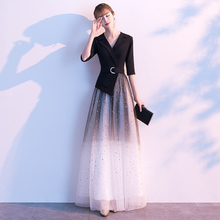 宴会晚mo服高级质感di式主持的平时可穿仙女系星空渐变连衣裙
