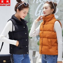 羽绒棉mo夹秋冬女背di20新式短式棉服加厚保暖坎肩外套百搭马甲