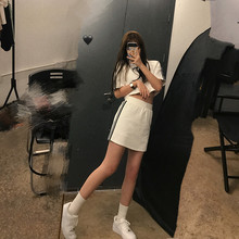 王少女mp店 短袖tlu裙 2020新式夏宽松韩款黑白色短裙子套装