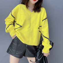 时尚休mpV领减龄潮sp织衫毛衣欧洲站2020秋季女装新式欧货潮