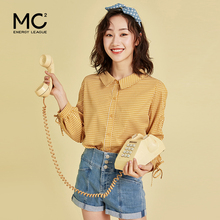 mc2mu式格子春装in衫女复古港味设计感显瘦韩范上衣洋气打底