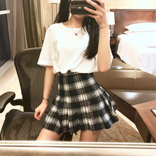 HELncPORT停yh格子学院百褶短裙A字包臀高腰女半身渡口子姐同式