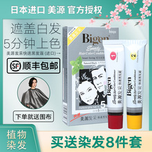 日本进ne原装美源发io剂植物白发快速自然黑发霜一梳黑染发膏