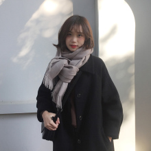 黑色大nj胡楚靓(小)个kw2021流行赫本风中长式过膝毛呢外套学生