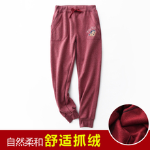 秋冬式ob穿加绒裤子ed加厚抓绒卫裤保暖女式运动裤休闲裤长裤