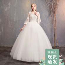 一字肩ok袖2021fu娘结婚大码显瘦公主孕妇齐地出门纱