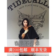 女装秋ok新式高端定fu街头黑色双面羊毛呢拼皮边斗篷披肩外套