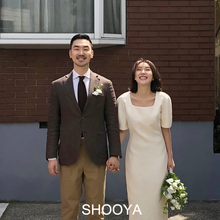 《丁香ok韩国复古法fu连衣裙旅拍领证轻婚纱白色礼服婚礼新娘