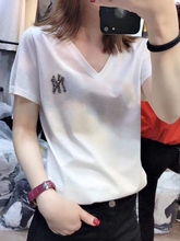 短袖2ok20年夏季ki领宽松白色t恤女装百搭上衣cec超火ins潮纯棉