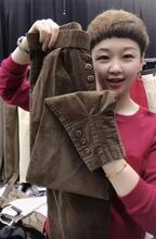 202p2秋季新式网q2裤子女显瘦女裤高腰哈伦裤纽扣束脚裤(小)脚裤