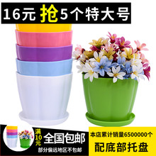 彩色塑pb大号花盆室bw盆栽绿萝植物仿陶瓷多肉创意圆形(小)花盆