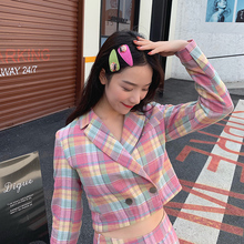 安如ypcah 彩格hr女2020春季新式韩款宽松甜美休闲(小)西服外套