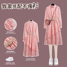 波点连pe裙2020g1式新式春装雪纺泫雅风裙子ins仙女超仙森系