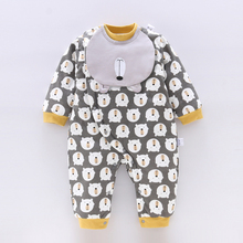 初生婴pf棉衣服秋冬so加厚0-1岁新生儿保暖哈衣爬服加厚棉袄
