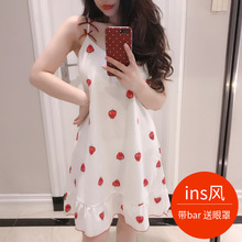 睡裙女pf性感少女吊so睡衣带胸垫bra内衣可爱清新学生家居服