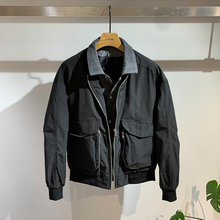 短式加pf新式韩款青so羽绒外套假两件翻领羽绒服潮