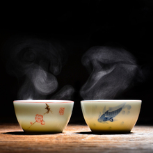 手绘陶ph功夫茶杯主jm品茗单杯(小)杯子景德镇永利汇茶具