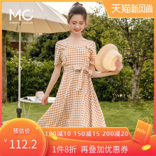 吊带一pj肩初夏装露qw裙格子流行新式潮裙子仙女超仙森系包邮