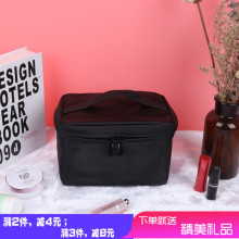 韩款黑pl手提化妆包fc纳包防水简约多功能大容量洗漱包(小)方包