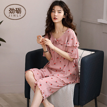 莫代尔po衣女士夏季ce分裤夏式中年妈妈式套头薄式家居服套装