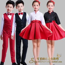 元旦儿po演出服中(小)lh体大合唱服装男女主持的朗诵比赛表演服