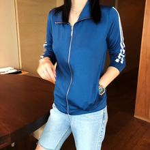 JLNppONUO春nj运动蓝色短外套开衫防晒服上衣女2020潮拉链开衫