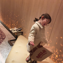 大耳象pp装铺女童格nj领夹棉呢大衣秋冬新式女孩洋气外套显白