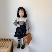 (小)肉圆pp02春秋式nj童宝宝学院风百褶裙宝宝可爱背带裙连衣裙