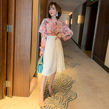MIUppO设计感斗nj甜美印花(小)立领时尚衬衫女装2020春季新式