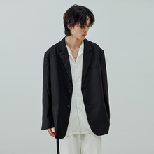 LespsFortex8创设计垫肩慵懒黑色西装外套 宽松廓形休闲西装男女