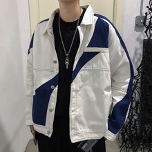 韩款潮pu牛仔夹克春hi20新式ulzzang宽松上衣原宿风百搭外套男
